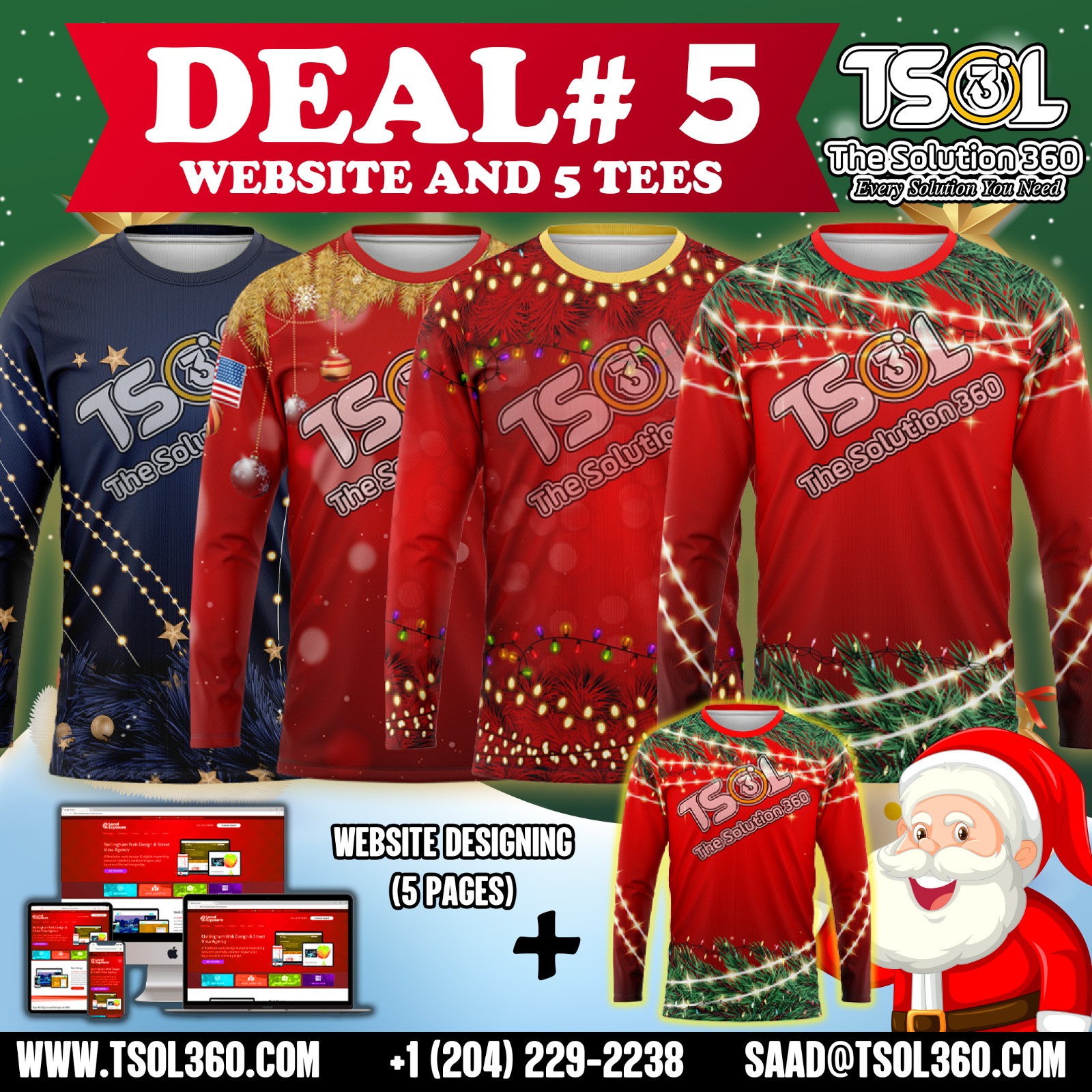 Deal 5 (5 Tees + 1 Hoodie/Jacket + 500 Door Hanger+ 500 Business Cards+ Website) $749.00