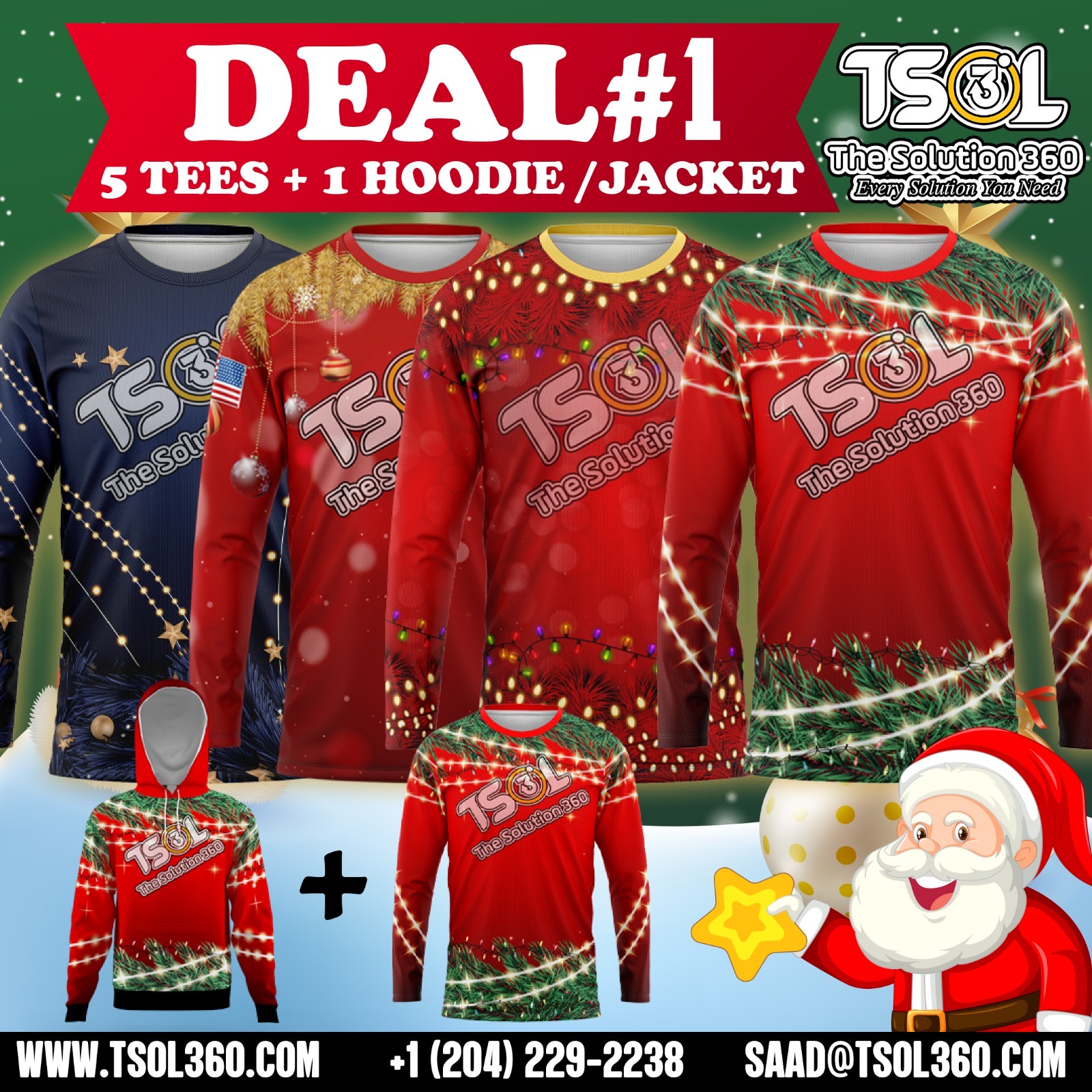 Deal 1 (5 Tees + 1 Hoodie/Jacket ) $229.00